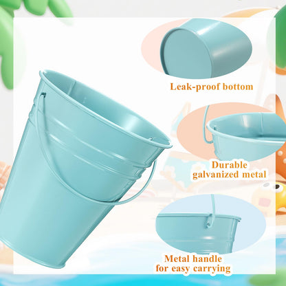 Sadnyy 24 Pack Small Metal Buckets with Handle, 4.5 x 5.1 Inch Mini Galvanized Tin Bucket for Back to School Classrooms Crafts Pencil Holder Boho Wedding Birthday Party Favor Decoration (Morandi)