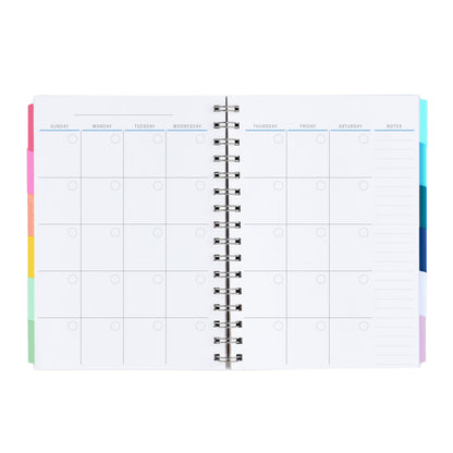 Inspired by Erin Condren A5 Undated Planner, Spiral Bound Daily & Weekly Planner with Monthly Tabs, Portable Organizer for Productivity, Goal Setting, Includes Sticker Sheets, Green Leaves Design