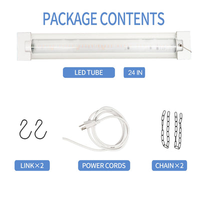 ENATECLITE 2FT LED Grow Lights for Indoor Plants, Full Spectrum 2100LM & Red Blue Light, Pull Chain Switch & Linkable for Indoor Plants, Hydroponics, Seedlings, Flowers