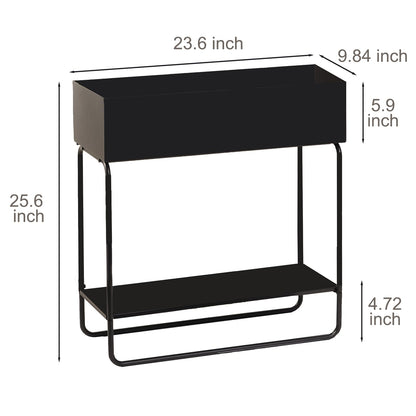 Mofesun Metal Raised Garden Bed, 23.6W x 9.8D x 25.6H inches, with Storage Shelf, Powder Coated Planter Box, Floor Standing, Indoor and Outdoor