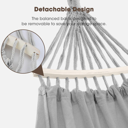 MOSFiATA Backyard Hammock with Tassels Max 500lbs Canvas Fabric Bohemian Style with Thickened Rope and Carry Bag for Outdoor, Garden, Patio, Wedding Decor (Gray)