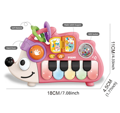 Baby Musical Piano Toys for Toddler age1-3, Busy Board with Music & Light, Birthday Toy for Infant Toddler 1-3 Years and Older Boy Girl Gifts (Pink-Hedgehog)