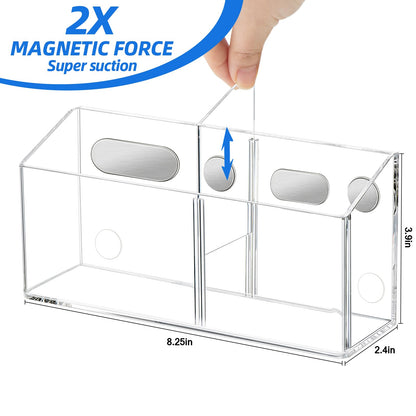 Simetufy Large Magnetic Dry Erase Marker Holder, Magnetic Pen Holder, Whiteboard Marker Holder with Movable Divider for Glass, Fridge & Locker, Non-slip Acrylic Magnetic Marker Holder