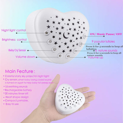 BEREST Baby Sleep Solutions Bundle: A13 White Noise Machine (15 Soothing Sounds, Cry Sensor) & Rechargeable Sleep Soother Bear (Mom's Heartbeat, Lullabies) with Night Light Projector for Nursery | Bab