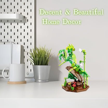 WULOBOOI Ideas Insect Collection Toy Building Sets, Chinese Mantis with Flowers Nature Display Models for Home Decor, Fun Bug Gift for Animals Lovers Woman Teens Adults