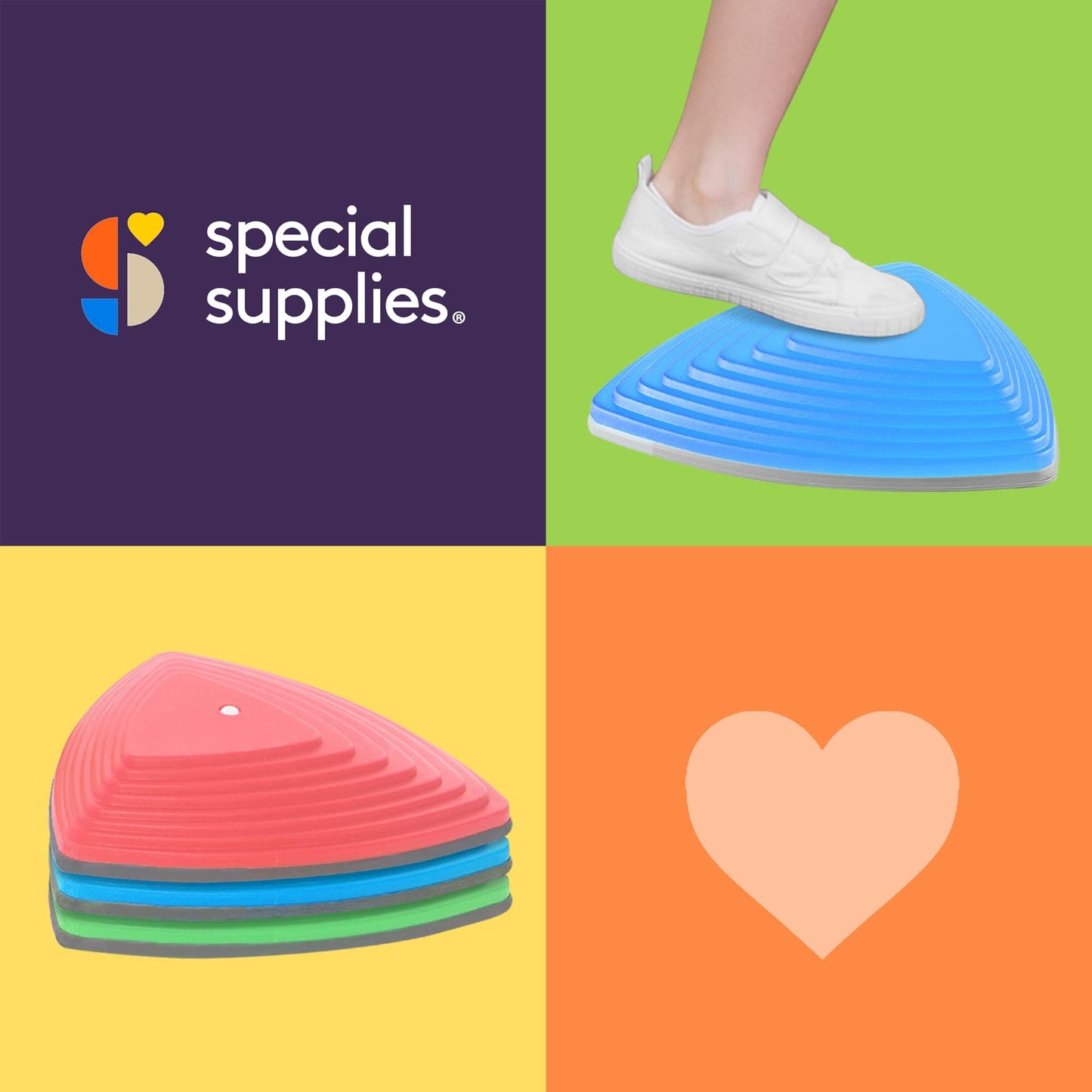 Special Supplies Stepping Stones for Kids Indoor and Outdoor Balance Blocks Promote Coordination, Balance, Strength Child Safe Rubber, Non-Slip Edging (12 Pk)