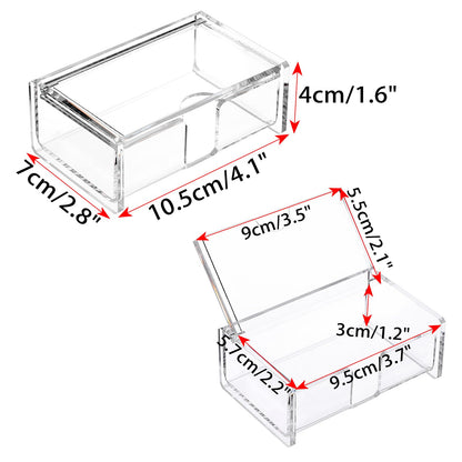 BTSKY Clear Acrylic Business Card Storage Box with Display Lid, Business Card Holder for Desk, Name Card Display Stand for Office Countertop, Business Card Storage Organizer Office Desk Accessories