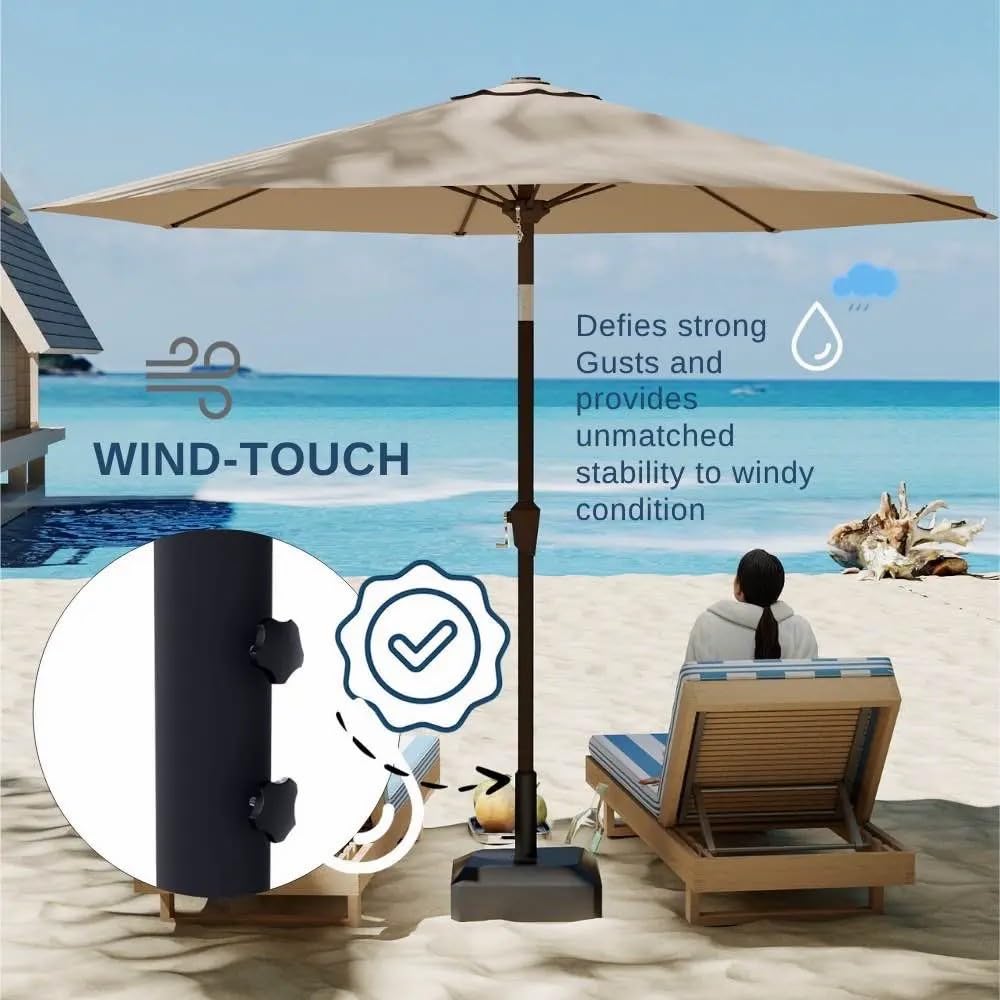 Patio Kingdom Patio Umbrella Base with Wheels, 123 lb Fillable Stand with Locking Casters, Mobile HDPE Umbrella Holder for 6-12FT Umbrellas, Wind Resistant Design for Deck, Poolside, Backyard (Black)