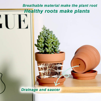 vensovo 3 inch Terracotta Clay Pots for Plants with Saucer - 12 Pack Small Terra Cotta Planter Great for Garden Windowsill Indoor & Outdoor Wedding Favors Gifts