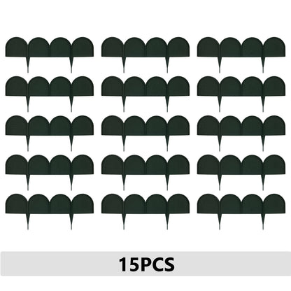 Evelyne Garden Border Edging in Half Round (Semicircle) Arched Design - 15pcs Green Yard Landscaping Fence Liner Lawn Edge Barrier - 20ft. Kit of Decorative Lawn Landscape Panels Elements