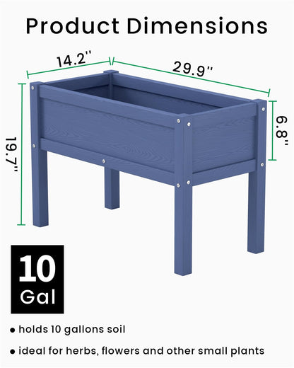 BIVODA Small HDPE Raised Garden Bed, Elevated Planter Box with Legs, Outdoor All-Weather Planter Raised Beds for Seeds, Herbs, Flowers, Vegetables (Navy Blue)