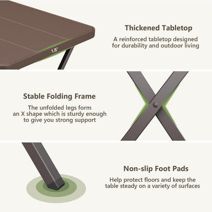 FurniEdge Folding Table 2 Pack, Portable Square Foldable Table No Assembly, Heavy Duty Steel Frame Indoor Outdoor Camping Patio Table, Picnic Card Table for Backyard, RV, Small Spaces
