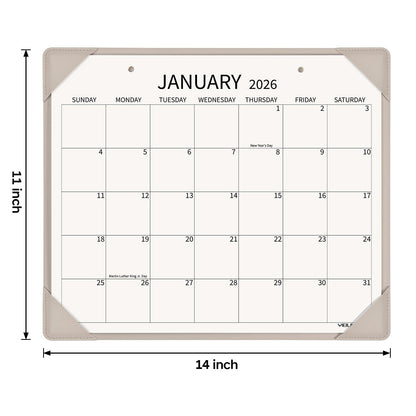 Yibukiu Desk Calendar 2026 with Desktop Mat, 18 Months Flat Desk Pad Calendar January 2026 to June 2027, Medium 14 x11 inch Monthly Wall Calendar for Home Office School (Apricot)