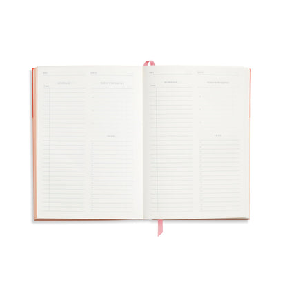Papier Undated Daily Planner - Pink, 8.46"L x 6.02"W | Flexi-Cover Notebook Diary, Write Personal & Work To-Do Lists & Organize Priorities | Includes Day Per Page Checklist, Monthly Views & Gridded Notes Pages