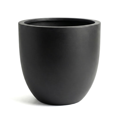 DTY Mount Yale 15.7" D x 15" H (Pot Opening 12.2") Fiberstone Planter with Drainage Hole, Weather Resistant for Indoor and Outdoor, 2 Extra Coco Mats - Black, Medium