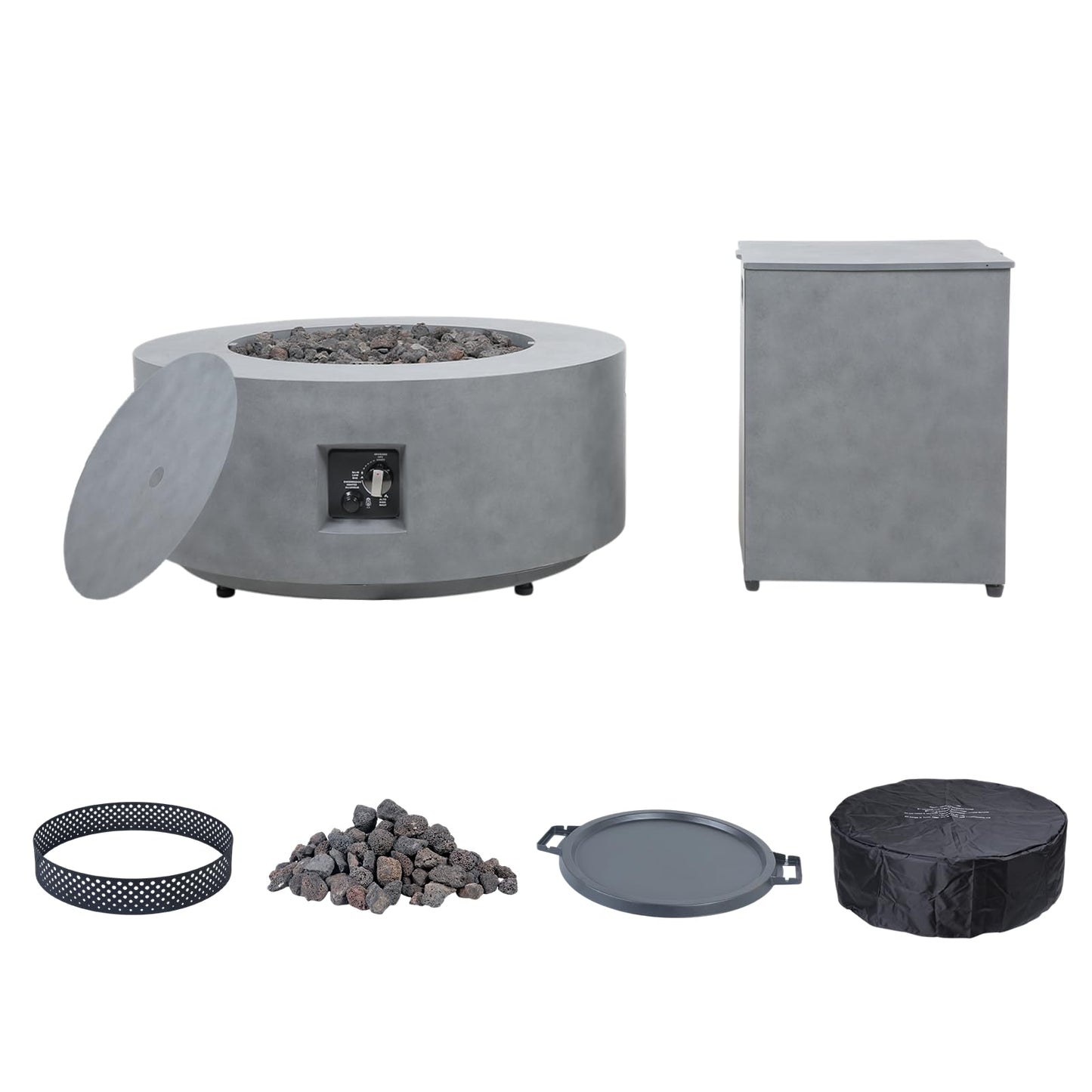 3-in-1 Fire Pit Table, 65000 BTU Outdoor Fire Pit, Includes Tank Table, Wind Guard, Rain Cover, and Grilling Tray; CSA-Certified, Gas Fire Pits for Outside Patio