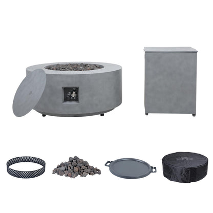 3-in-1 Fire Pit Table, 65000 BTU Outdoor Fire Pit, Includes Tank Table, Wind Guard, Rain Cover, and Grilling Tray; CSA-Certified, Gas Fire Pits for Outside Patio