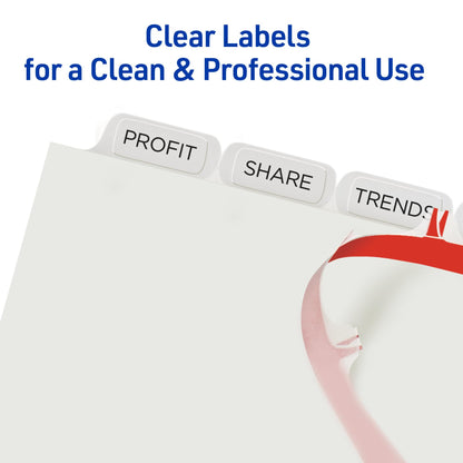 Avery 8-Tab Binder Dividers, Easy Print & Apply Clear Label Strip, Index Maker, White Tabs, 25 Sets (11447)