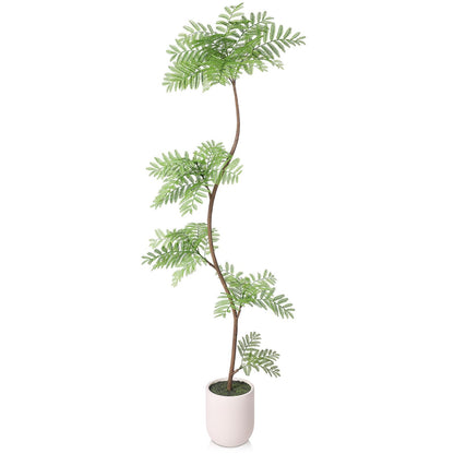 VeriNatural Artificial Jacaranda Tree 7FT Tall,Faux Plants Indoor – Lifelike Adjustable Branches Fake Trees with White Planter for Living Room, Bedroom, Office,Home Decor