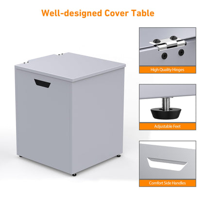 Stanbroil Propane Tank Cover Table Hideaway Table, 16" Storage Side Table for 20 lb Propane Tank, Outdoor Gas Tank Storage Box with Side Handles, Grey