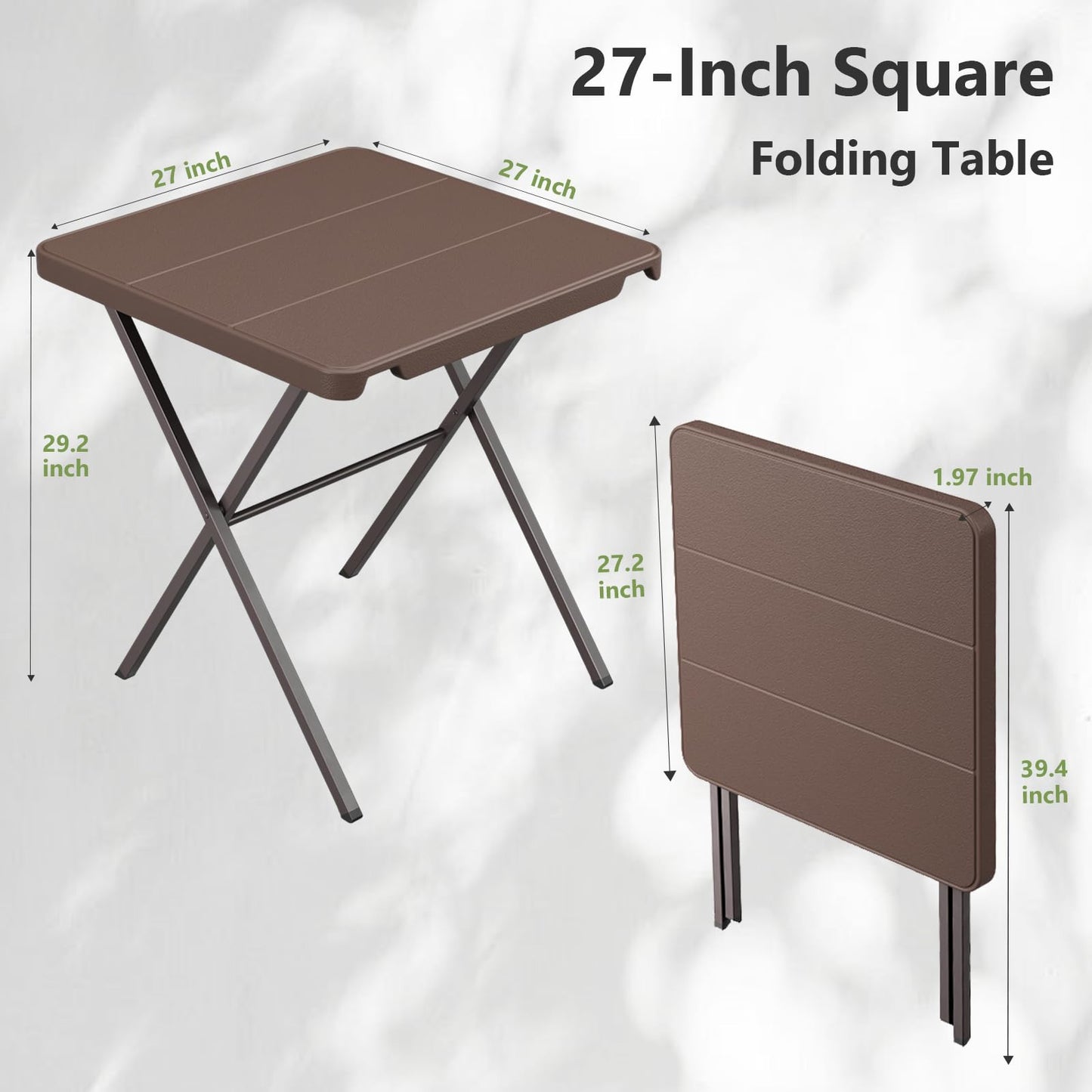 FurniEdge Folding Table, Portable Square Foldable Table No Assembly, Heavy Duty Steel Frame Indoor Outdoor Camping Patio Table with 400 LBS Capacity, Picnic Card Table for Backyard, RV, Small Spaces