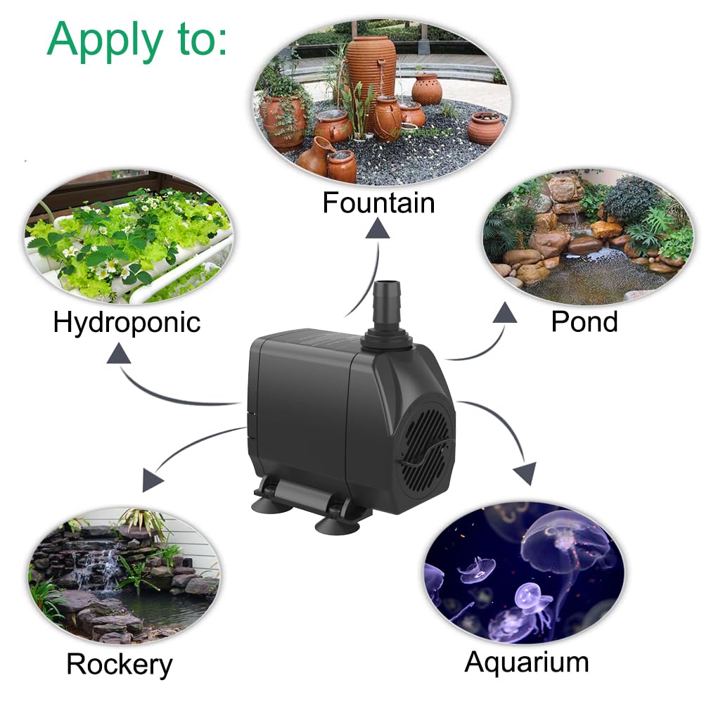 Knifel Submersible Water Pump, Ultra Quiet 660GPH (2500L/H 45W) Fountain Pump with Over Heating Protection 8.2ft High Lift, Pond Pump for Fish Tank, Pond, Aquarium, Statuary, Hydroponics