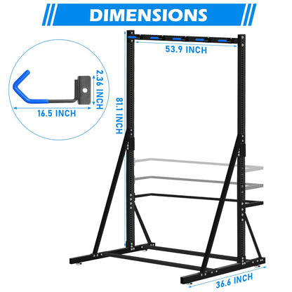 ZUIWAN Freestanding Bike Rack - Heavy Duty 5-Bike Vertical Stand, Width: 53 Inches,350lb Capacity Garage Storage Organizer,Black