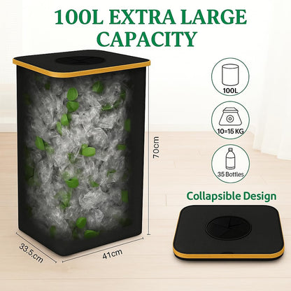 EGGUITAR 100L Large-Capacity Recycling Bin with Removable Bag–Ideal for Sorting and Storing Bottles and Glass Waste. Sturdy, Durable, and Perfect for Efficient Recycling Management.