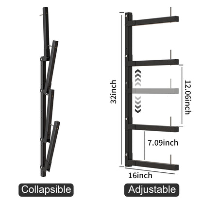 Olgsibb Lumber Storage Rack, Upgrade Cantilever Folding Lumber Rack Wall Mount, Metal 8 Level 32 Inch Plywood Scrap Wood Storage Rack