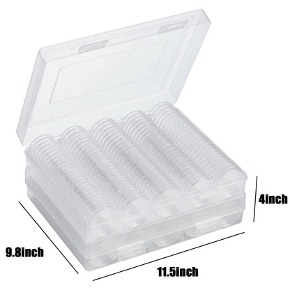 MUQING 240 PCS 30mm Plastic Coin Capsule Holder, 5 Sizes Protect Gasket Coin Case for Collectors, Round Coin Collecting Supplies with Storage Box