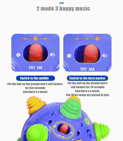 Toddlers Baby Music Shake Dancing Ball Toy, Move and Crawl Ball Toys for Kids,Bouncing Sensory Learning Ball Toys Ideal Gift for Baby Boys and Girls, Endless Fun for Children (Navy Blue),18+ Months