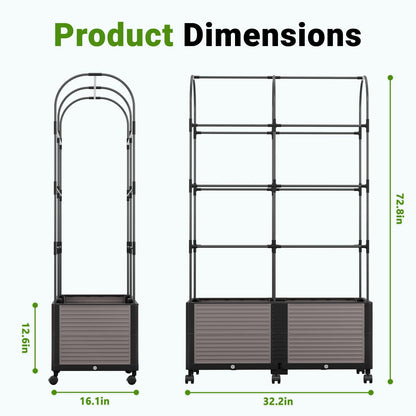DoCred Raised Garden Bed Planter Box with Trellis for Climbing Vegetables Plants, Tomatoes Planters Outdoor Tomato Cage with Wheels, Indoor Outdoor Use