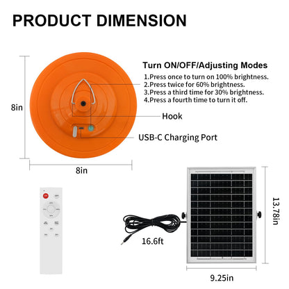 Ladate 96 LED Solar Grow Lights Battery Powered, Full Spectrum Hanging Grow Light for Indoor Outdoor Plants with Timer, Solar Plant Lamp for Greenhouse with Remote Control, 2 Charging Way, 16.6FT Cord