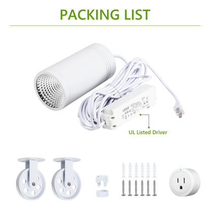 HMVPL Hanging Grow Light, Plant Lights Full Spectrum with 4000K 40W COB Bulb, Pulleys and Smart Timer, Indoor Grow Lamp for Tall Tree Hydroponics