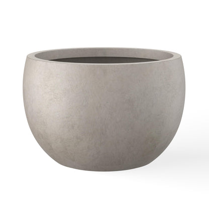 Kante 15.7" Dia Round Concrete Planter, Outdoor/Indoor Large Bowl Plant Pots with Drainage Hole and Rubber Plug for Garden Patio Balcony Home, Weathered Concrete