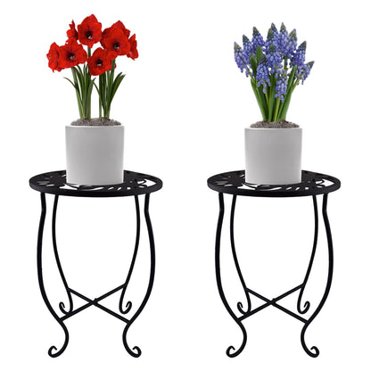TLBTEK 2 pcs 10 inch Round Indoor Planter Stand,Metal Plant Stands Outdoor ,Modern Flower Pot Stand Holder Rack Display for Home,Kitchen,Patio,Garden, Corner, Balcony and Bedroom