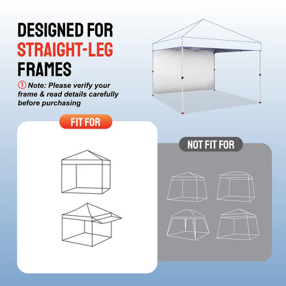 CROWN SHADES SunWall Silver Coated for 10x10 Pop up Canopy Tent, 1 Pack Sidewall Only with Silver Coating (1 Pack, White)