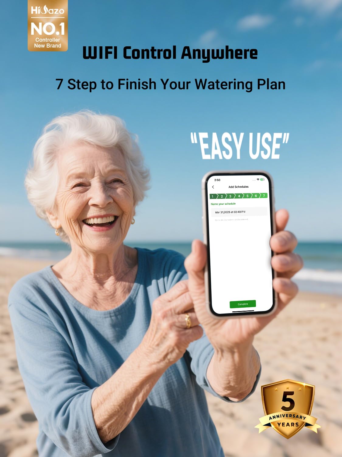 Smart Sprinkler Controller, 5G&2.4G Irrigation Timer Easy Use Free App, 4 Zone + 16 Plans, Save Water Auto Skip Rain, Freeze & Wind, 10 Minutes Install for Lawn Garden Yard