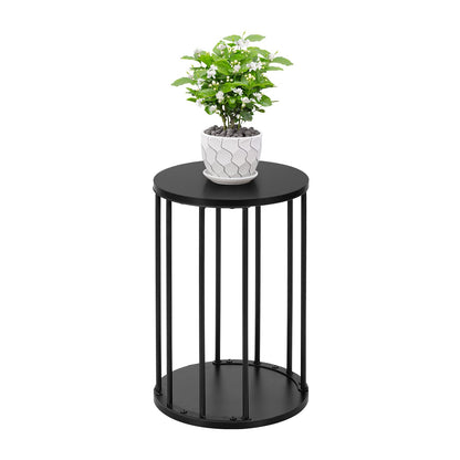 Leinade Plant Stand Indoor,small plant stool,Flower Pot Corner stand holder,Mid Century Heavy Duty Metal Tall Home Decor,Modern Round End Table,Small Rustic Display Stand for Living Room,Bedroom(Black,18In)
