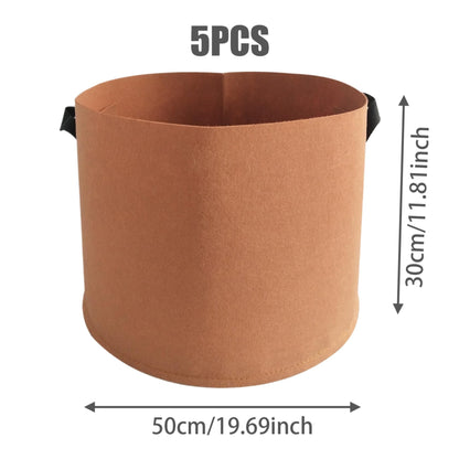 Pesoncarl Planting Bags, Grow Bags, 5PCS 15 Gallon Plant Grow Bags, Non-Woven Grow Bags with Reinforced Handles Fabric Pots for Planting Vegetables, Fruits 19.7x11.8 Inch