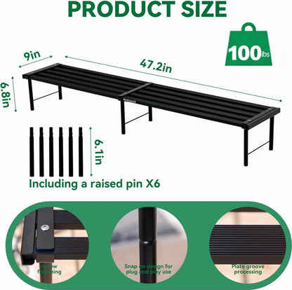 MultirackX Metal Plant Stand, Rust-proof Aluminum Flower Pot Stand, Heavy Duty Planter Display Shelving for Patio Balcony Garden Living Room Decorative (Black, 47.2 Inch)