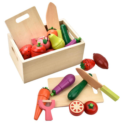 CARLORBO Wooden Play Food for Kids Kitchen - Toys Food Vegetables and Fruit for 2 Year Old Boys Girls Role Pretend Play Early Education Montessori Education