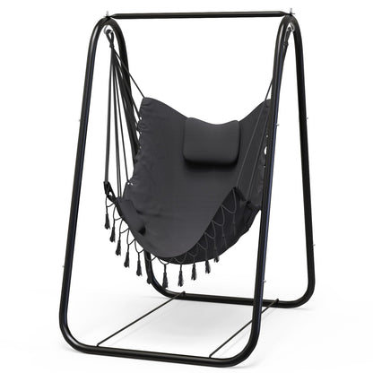 G TALECO GEAR Hammock Chair with Stand,Heavy-Duty and Rustproof Hanging Chair with Stand,Hammock Swing Chair Stand,for Indoor Outdoor Patio Yard Garden Porch (Grey)