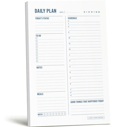 Daily Planner Notepad with Hourly Schedule - ADHD Planner, Time Block Planning Pad, Desktop To Do List, College Supplies - 6 x 9” - 50 Undated Sheets