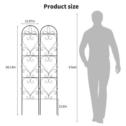 XYCCRX 4PCS Metal Garden Trellis for Climbing Plants Outdoor, Heavy-Duty Cucumber Tomato Trellis for Raised Garden Bed, Decorative Wrought Iron Trellis Arch for Wedding Party Decor