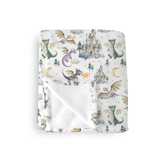 EyMzcod Baby Boy Girl Blankets Dragon Tale Castle, Watercolor Green Moon Clouds Stars Tree Soft Lightweight Nursery Receiving Swaddle, Flannel Newborn Infant Toddler Crib Bedding Kids Gift 30 x 40