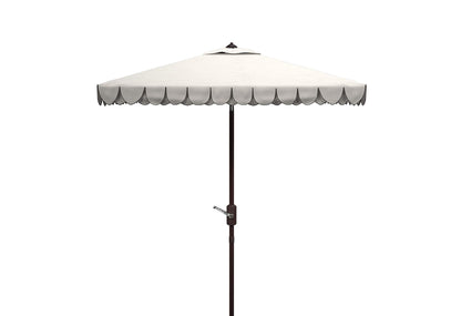 SAFAVIEH 7.5ft Outdoor Patio Umbrella, Square, Valance, Ivory & Black, Auto Crank Tilt, UV Resistant for Deck, Backyard, Poolside (PAT8406E)