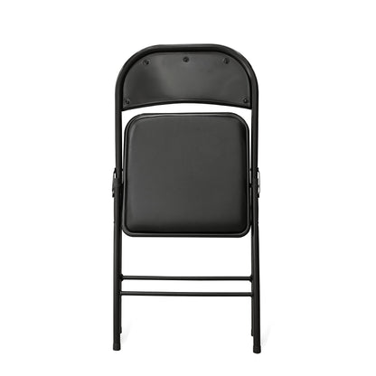 Amazon Basics Comfortable Vinyl-Padded Metal Steel Folding Chairs for Events, Easy to Fold and Store, Black, 4-Pack