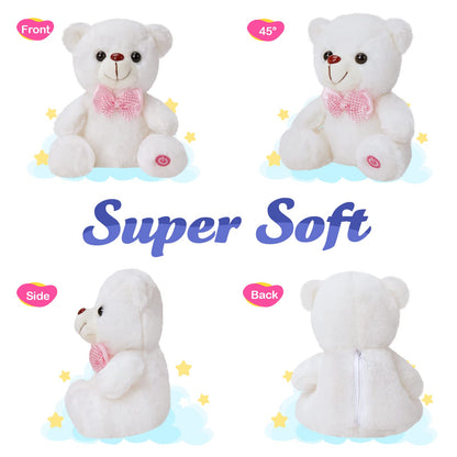 BSTAOFY Light up White Teddy Bear LED Stuffed Animal Soft Nightlight Glow Bear Plush Toy Gifts for Kids Mom Girls Birthday Christmas, 8" (White)
