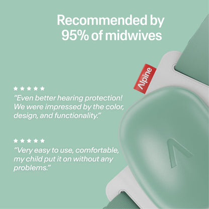 Alpine Muffy Baby Comfort - Protects Hearing for Babies and Toddlers - CE & ANSI Certified - Headband for Safe fit & Comfort - Adjustable for Ages 3-48 Months - 24dB Sound Reduction, Green